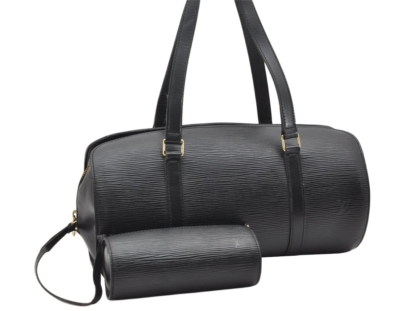 Authentic Louis Vuitton Epi Soufflot Black Hand Bag M52222 LV 6525K