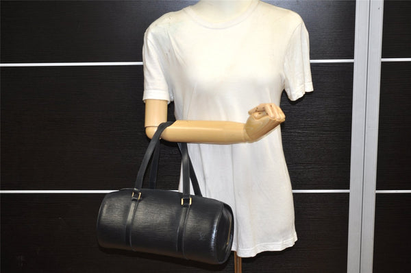 Authentic Louis Vuitton Epi Soufflot Black Hand Bag M52222 LV 6525K