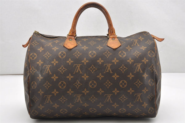 Authentic Louis Vuitton Monogram Speedy 35 Hand Boston Bag M41524 LV Junk 6527K