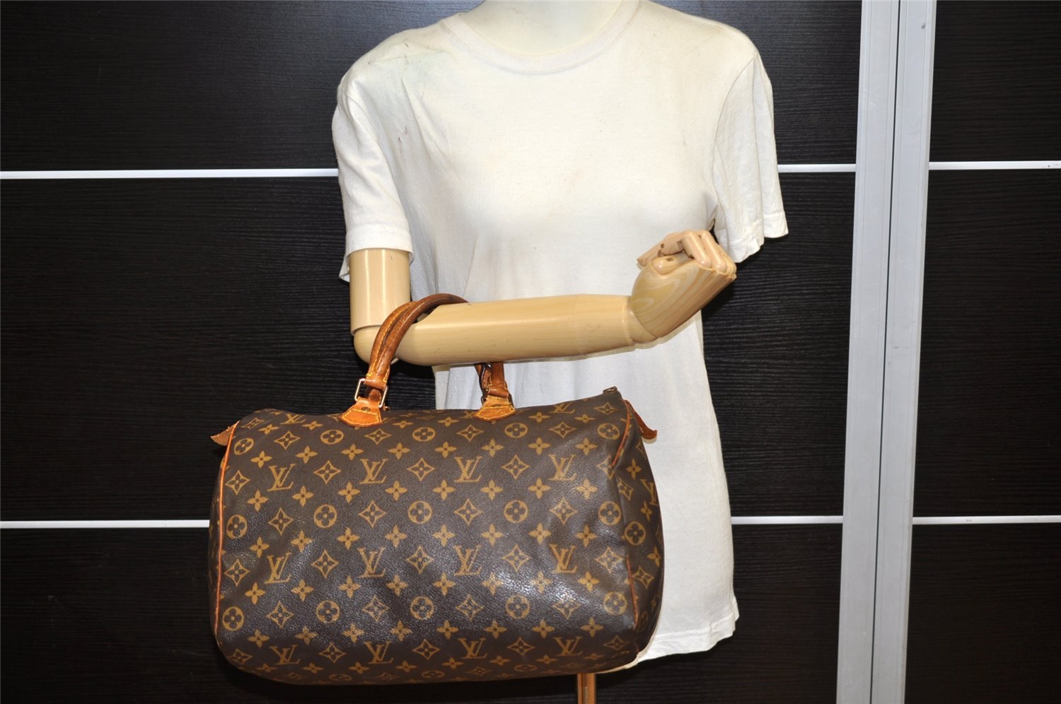 Authentic Louis Vuitton Monogram Speedy 35 Hand Boston Bag M41524 LV Junk 6527K