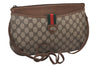 Authentic GUCCI Web Sherry Line Shoulder Cross Bag GG PVC Leather Brown 6528I