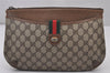 Authentic GUCCI Web Sherry Line Shoulder Cross Bag GG PVC Leather Brown 6528I