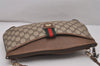 Authentic GUCCI Web Sherry Line Shoulder Cross Bag GG PVC Leather Brown 6528I