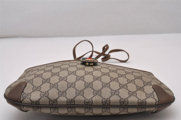 Authentic GUCCI Web Sherry Line Shoulder Cross Bag GG PVC Leather Brown 6528I