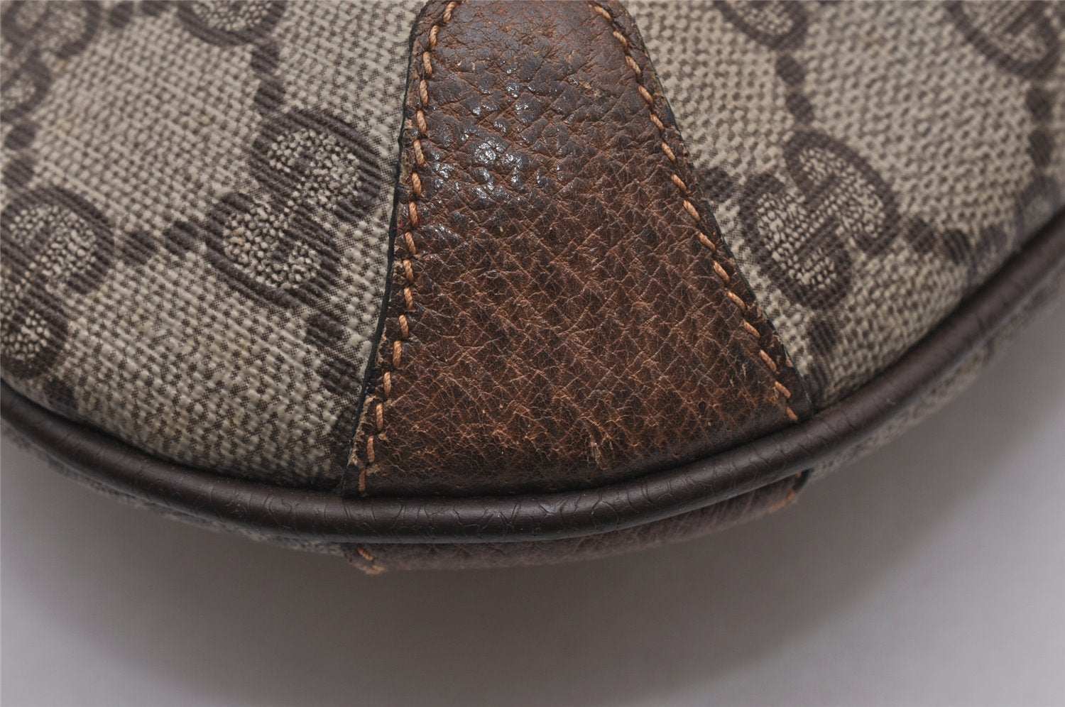 Authentic GUCCI Web Sherry Line Shoulder Cross Bag GG PVC Leather Brown 6528I