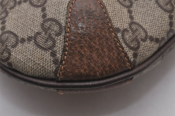 Authentic GUCCI Web Sherry Line Shoulder Cross Bag GG PVC Leather Brown 6528I