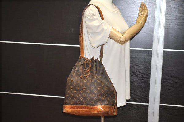 Authentic Louis Vuitton Monogram Noe Shoulder Drawstring Bag M42224 LV 6528J