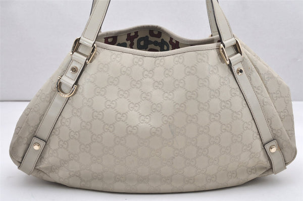 Authentic GUCCI Guccissima Abbey Shoulder Tote Bag GG Leather 130736 White 6528K