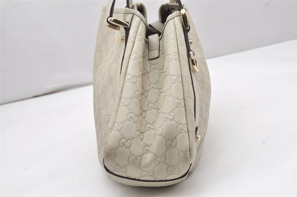 Authentic GUCCI Guccissima Abbey Shoulder Tote Bag GG Leather 130736 White 6528K