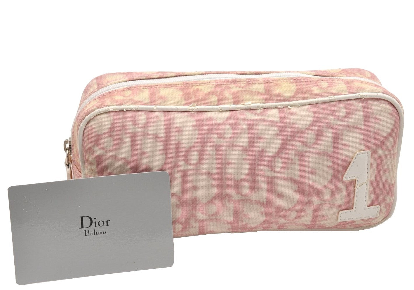 Authentic Christian Dior Trotter No.1 Pouch Purse PVC Enamel Pink Junk 6529I
