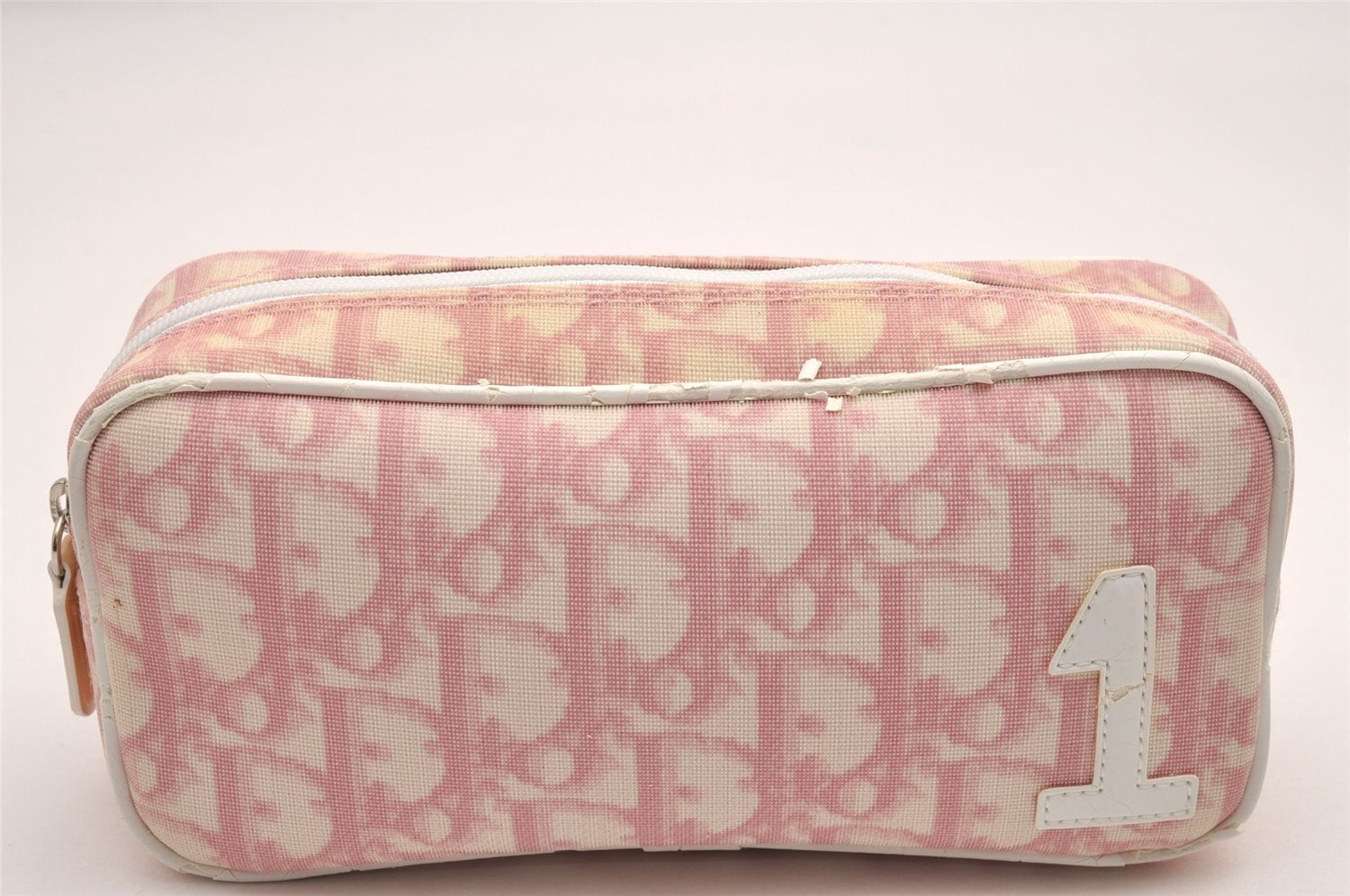 Authentic Christian Dior Trotter No.1 Pouch Purse PVC Enamel Pink Junk 6529I