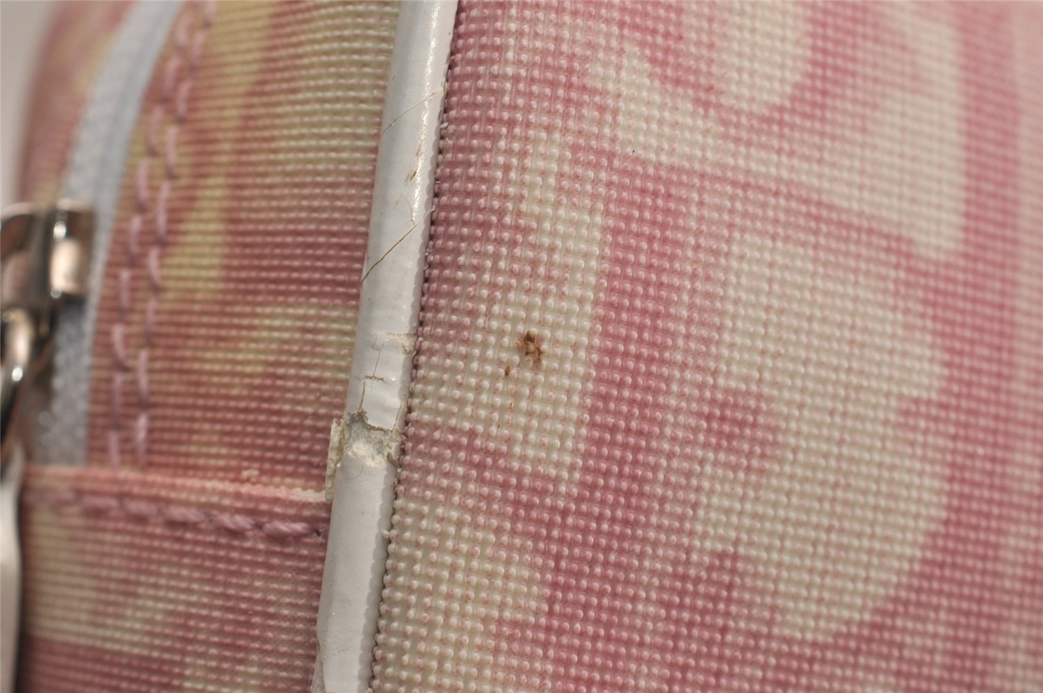 Authentic Christian Dior Trotter No.1 Pouch Purse PVC Enamel Pink Junk 6529I