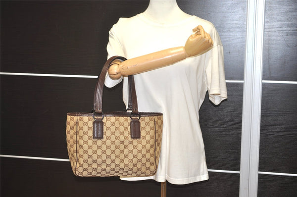 Authentic GUCCI Vintage Shoulder Tote Bag GG Canvas Leather 113019 Brown 6530I