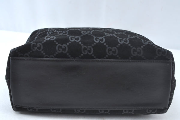 Authentic GUCCI Shoulder Hand Bag Purse GG Suede Leather 0013778 Black 6532J