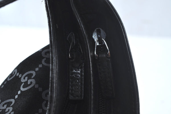 Authentic GUCCI Shoulder Hand Bag Purse GG Suede Leather 0013778 Black 6532J