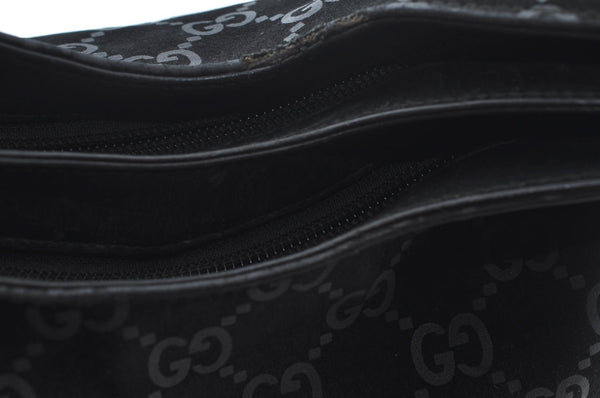 Authentic GUCCI Shoulder Hand Bag Purse GG Suede Leather 0013778 Black 6532J