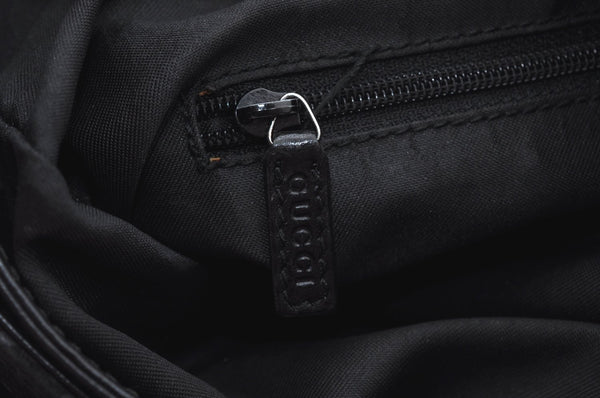 Authentic GUCCI Shoulder Hand Bag Purse GG Suede Leather 0013778 Black 6532J