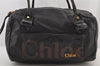 Authentic Chloe Vintage Eclipse Hand Boston Bag Purse Leather Black Junk 6533J