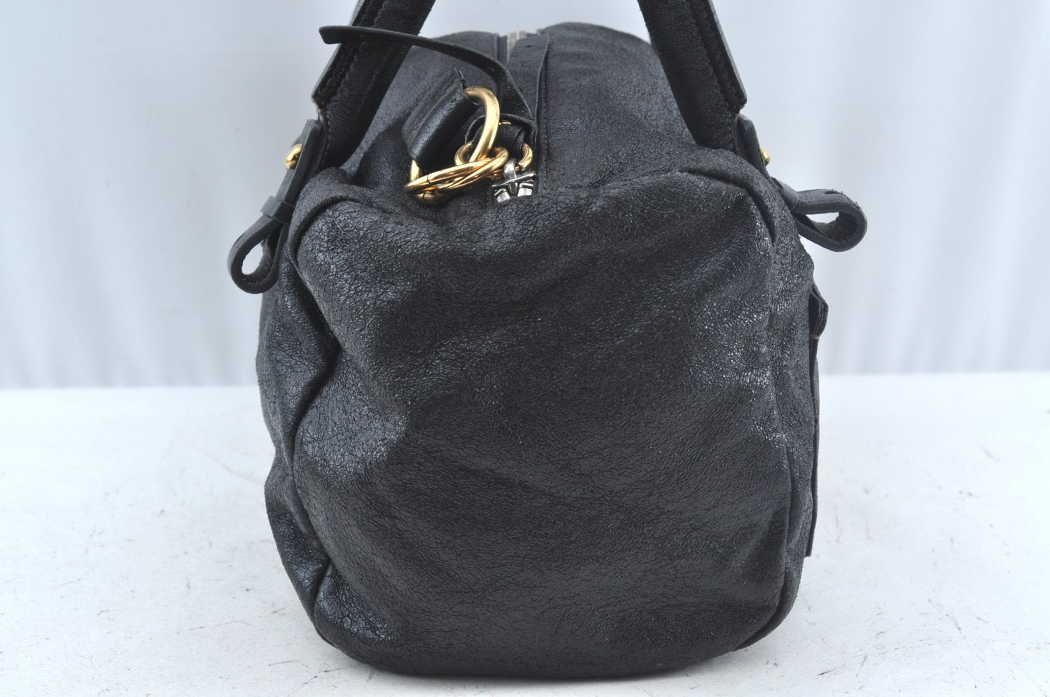 Authentic Chloe Vintage Eclipse Hand Boston Bag Purse Leather Black Junk 6533J