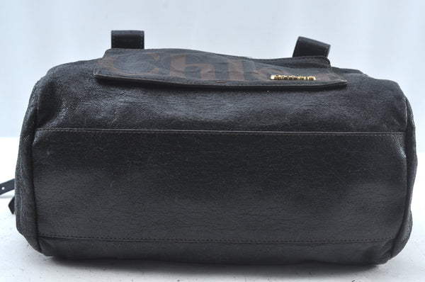 Authentic Chloe Vintage Eclipse Hand Boston Bag Purse Leather Black Junk 6533J