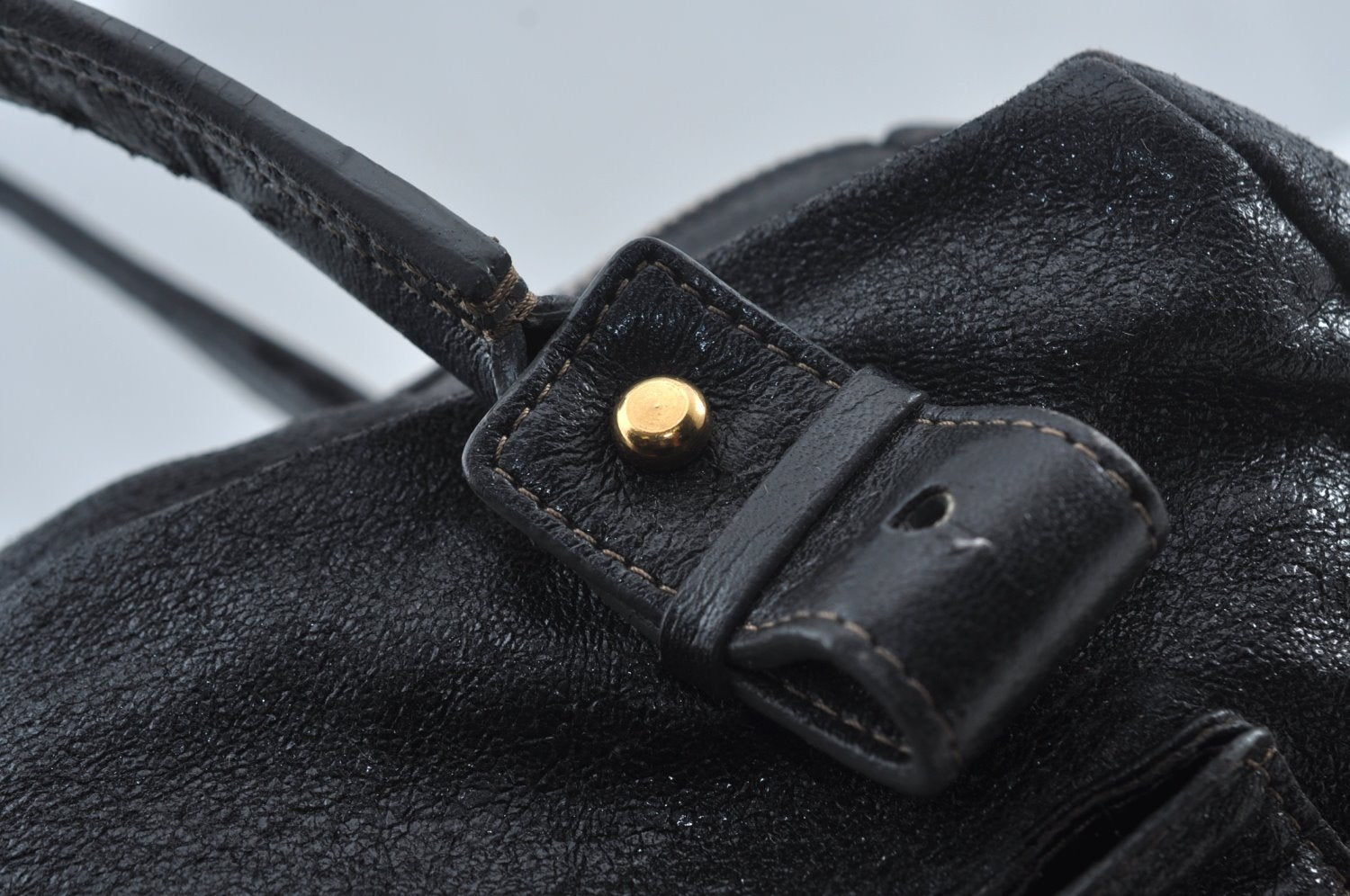 Authentic Chloe Vintage Eclipse Hand Boston Bag Purse Leather Black Junk 6533J