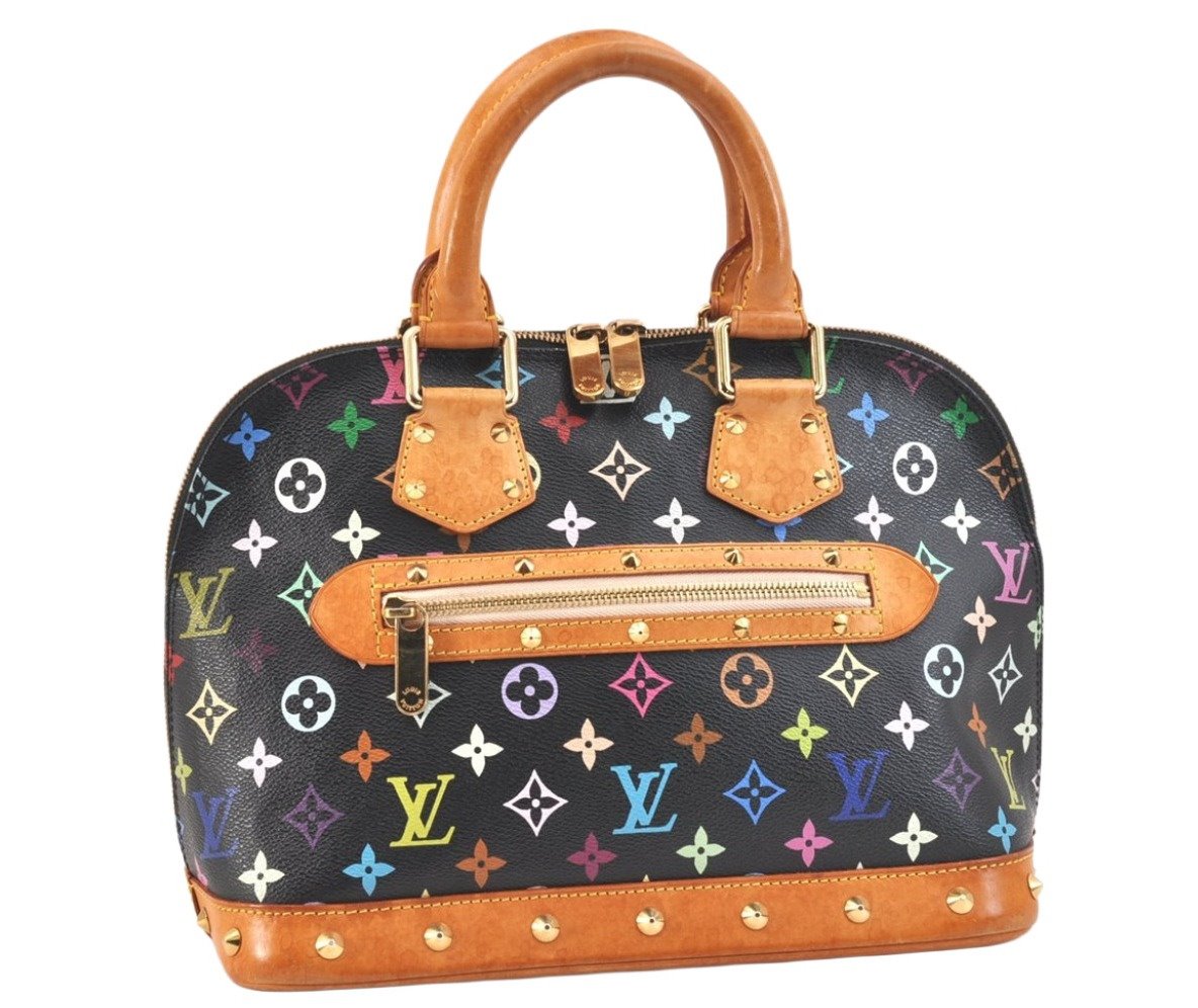 Auth Louis Vuitton Monogram Multicolor Alma PM Black Hand Bag M92646 LV 6533K