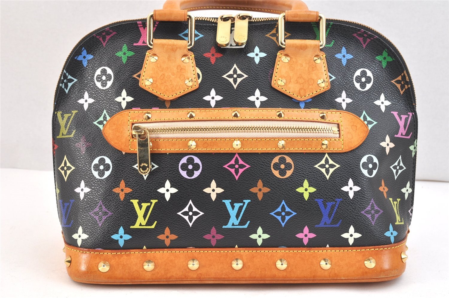 Auth Louis Vuitton Monogram Multicolor Alma PM Black Hand Bag M92646 LV 6533K