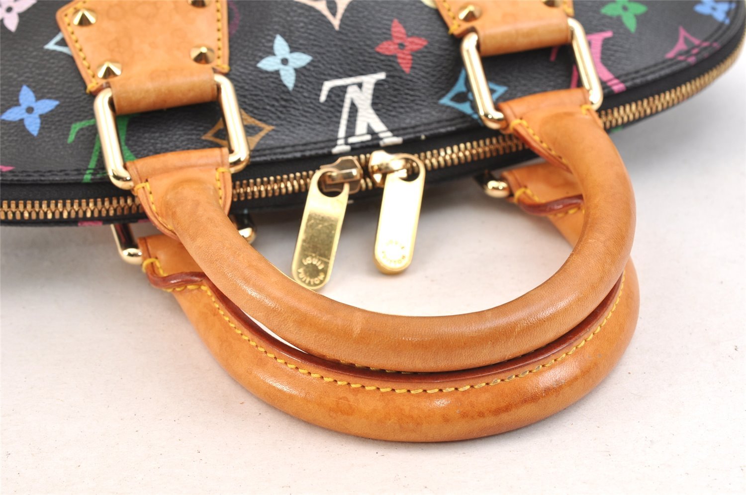Auth Louis Vuitton Monogram Multicolor Alma PM Black Hand Bag M92646 LV 6533K