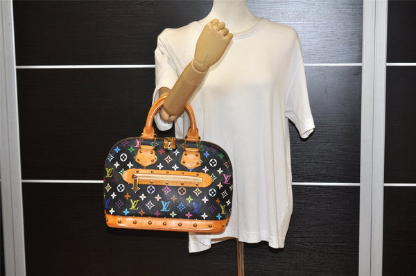 Auth Louis Vuitton Monogram Multicolor Alma PM Black Hand Bag M92646 LV 6533K