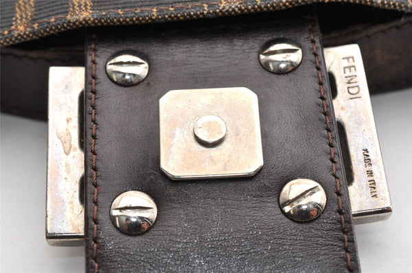 Authentic FENDI Zucca Mamma Baguette Shoulder Bag Canvas Leather Brown 6534I