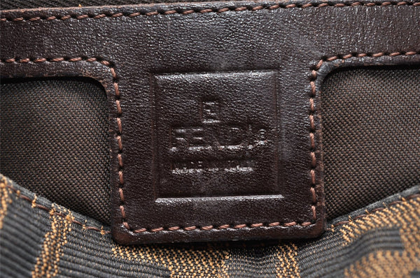 Authentic FENDI Zucca Mamma Baguette Shoulder Bag Canvas Leather Brown 6534I