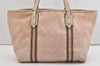 Authentic GUCCI Vintage Sherry Line Tote Bag GG Canvas Leather 139260 Pink 6534J