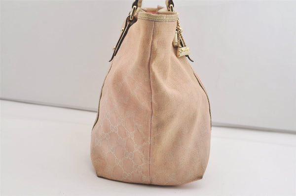 Authentic GUCCI Vintage Sherry Line Tote Bag GG Canvas Leather 139260 Pink 6534J