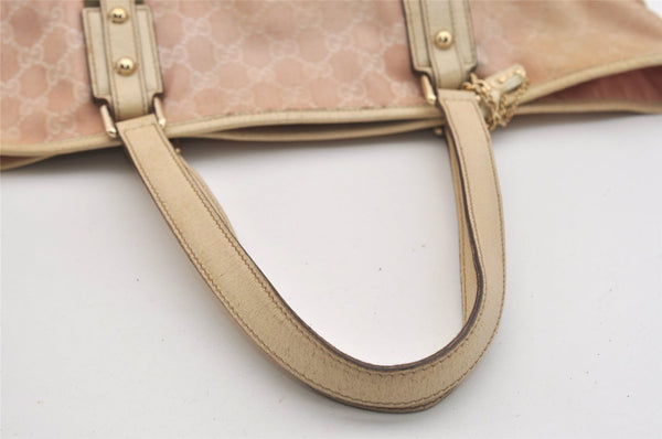 Authentic GUCCI Vintage Sherry Line Tote Bag GG Canvas Leather 139260 Pink 6534J