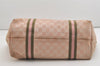 Authentic GUCCI Vintage Sherry Line Tote Bag GG Canvas Leather 139260 Pink 6534J