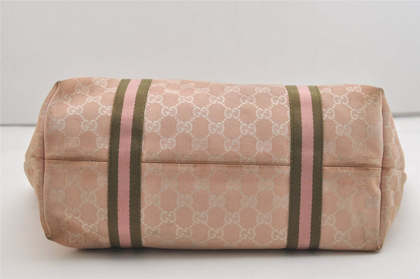 Authentic GUCCI Vintage Sherry Line Tote Bag GG Canvas Leather 139260 Pink 6534J