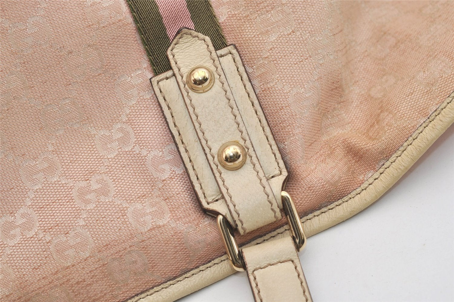 Authentic GUCCI Vintage Sherry Line Tote Bag GG Canvas Leather 139260 Pink 6534J