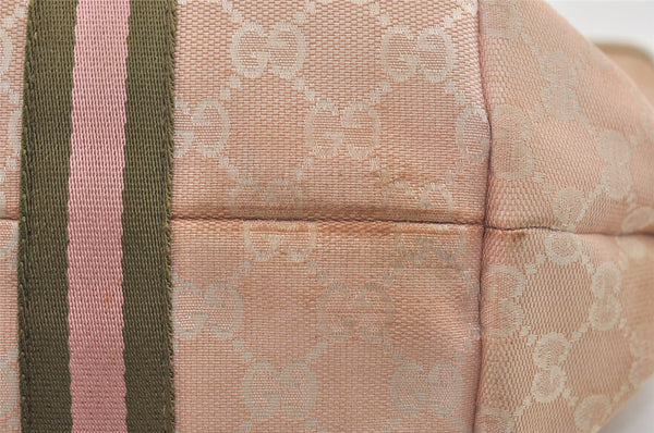 Authentic GUCCI Vintage Sherry Line Tote Bag GG Canvas Leather 139260 Pink 6534J