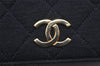 Authentic CHANEL Cotton Leather Matelasse Chain Shoulder Bag Black CC Junk 6534K