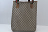 Authentic GUCCI Web Sherry Line GG Plus Tote Bag PVC Leather Brown 6535J