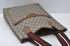 Authentic GUCCI Web Sherry Line GG Plus Tote Bag PVC Leather Brown 6535J