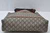 Authentic GUCCI Web Sherry Line GG Plus Tote Bag PVC Leather Brown 6535J