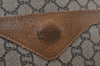 Authentic GUCCI Web Sherry Line GG Plus Tote Bag PVC Leather Brown 6535J