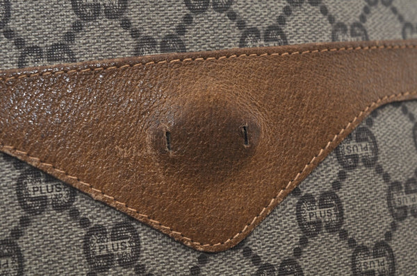 Authentic GUCCI Web Sherry Line GG Plus Tote Bag PVC Leather Brown 6535J