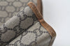 Authentic GUCCI Web Sherry Line GG Plus Tote Bag PVC Leather Brown 6535J
