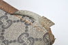 Authentic GUCCI Web Sherry Line GG Plus Tote Bag PVC Leather Brown 6535J