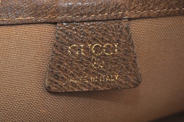 Authentic GUCCI Web Sherry Line GG Plus Tote Bag PVC Leather Brown 6535J