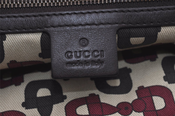 Authentic GUCCI Heart Crest Guccissima Tote Bag GG Leather 207291 Brown 6536I