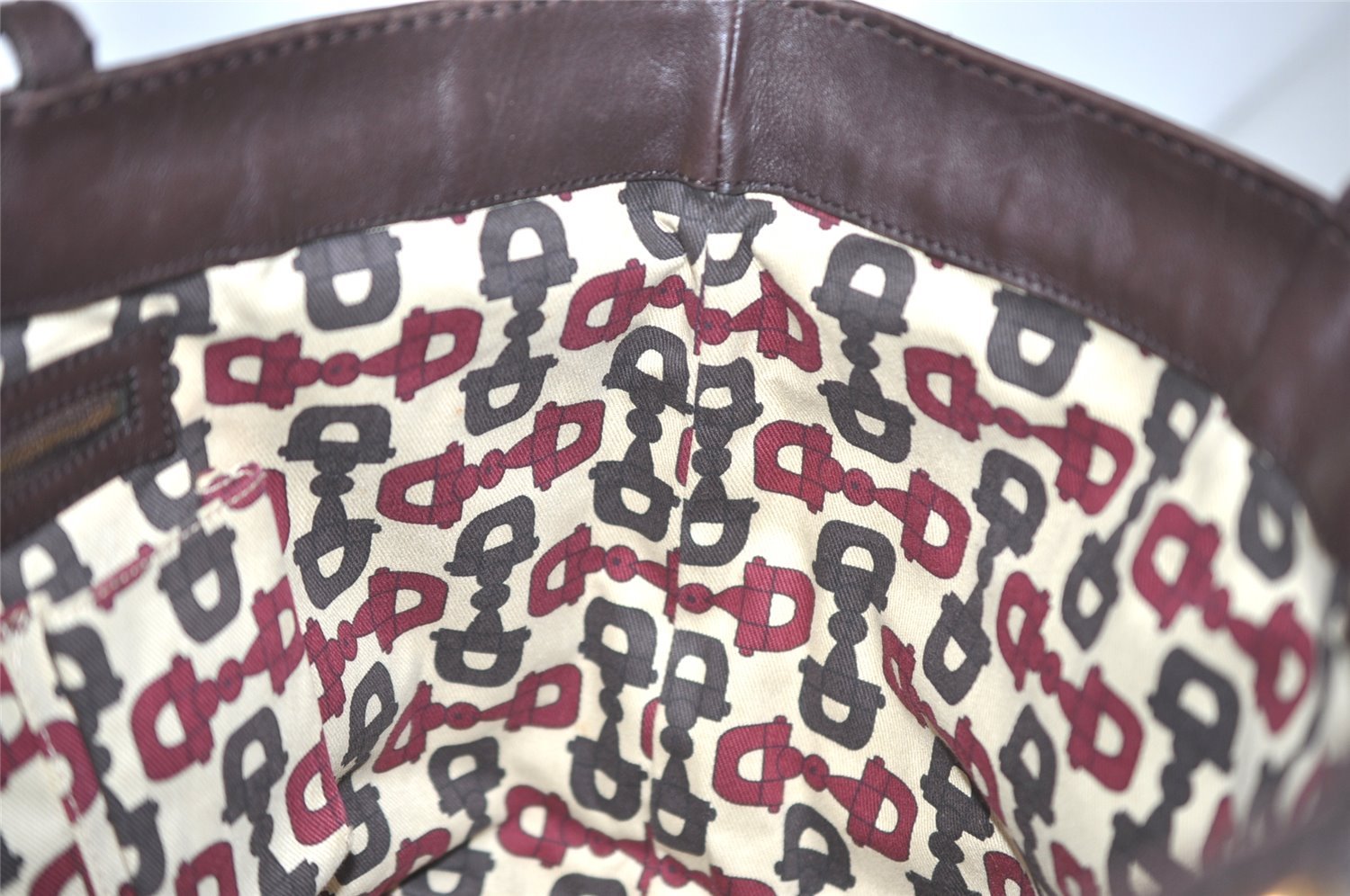 Authentic GUCCI Heart Crest Guccissima Tote Bag GG Leather 207291 Brown 6536I