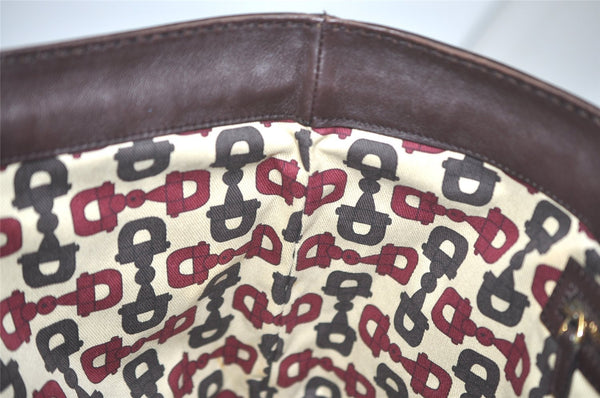 Authentic GUCCI Heart Crest Guccissima Tote Bag GG Leather 207291 Brown 6536I